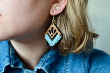 Load image into Gallery viewer, Teal Lotus Diamond Earrings
