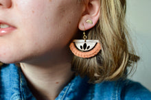 Load image into Gallery viewer, Terracotta Lotus Semicircle Earrings
