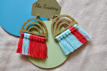Load image into Gallery viewer, Blue &amp; Red Two-Tone Earrings
