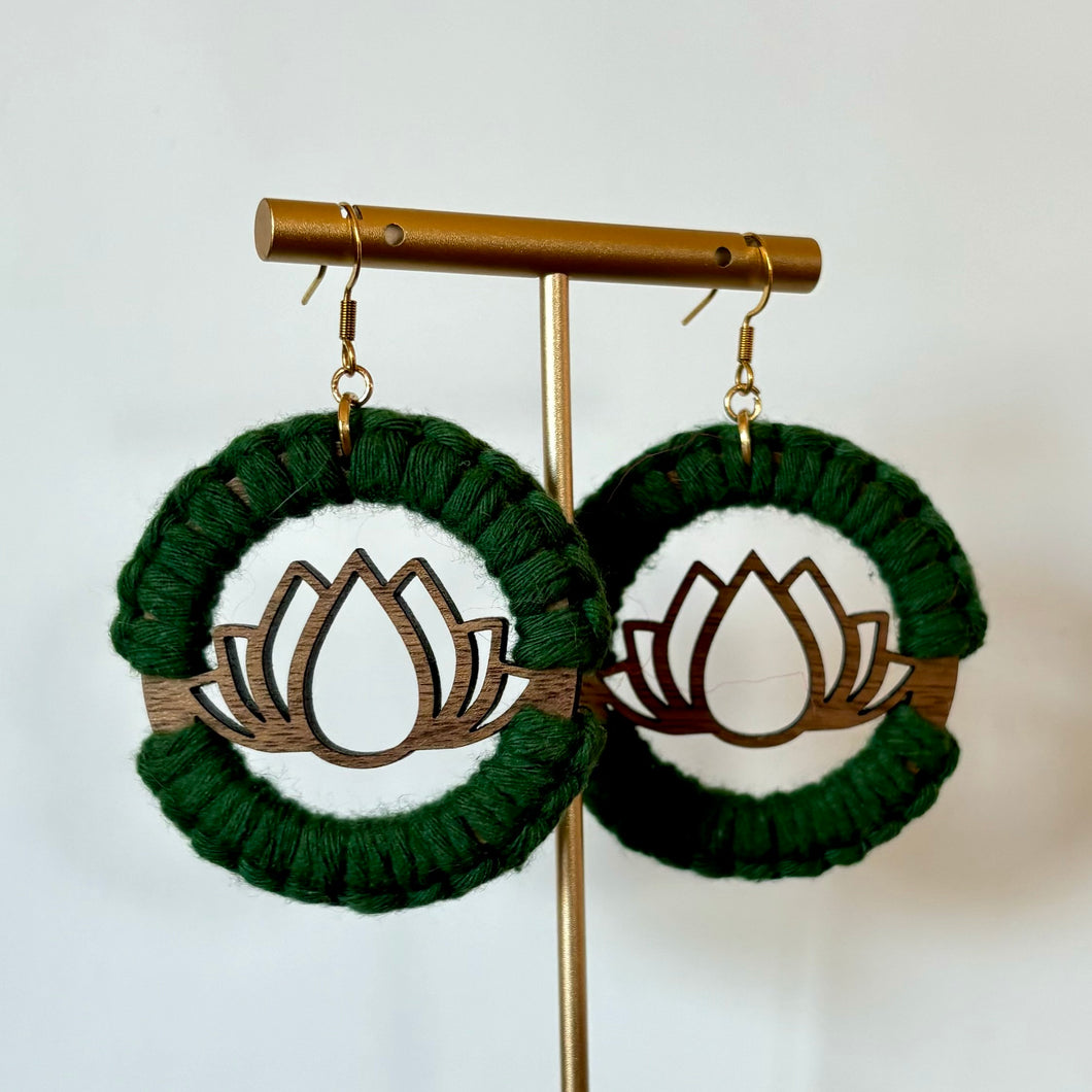 Full Circle Lotus Earrings in Pine