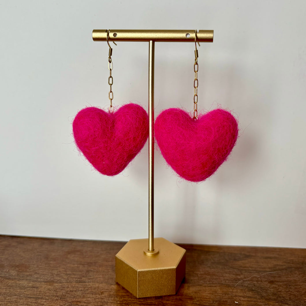 Heart wool dangles- Limited edition