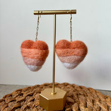 Load image into Gallery viewer, Lesbian Flag Heart wool dangles- Limited edition
