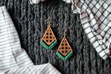 Load image into Gallery viewer, Forest Green Rattan Earrings

