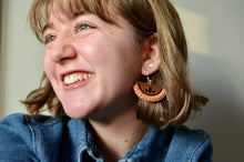 Load image into Gallery viewer, Terracotta Lotus Semicircle Earrings
