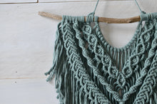 Load image into Gallery viewer, Neutral Blue/Green Natural Driftwood Macrame Wall Hanging
